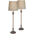 Set of 2 Weathered Brown Linen Fabric Table Lamps D3440