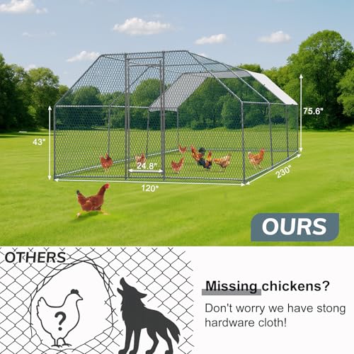 6.5 x 10 FT Metal Chicken Coop with Waterproof Cover N344