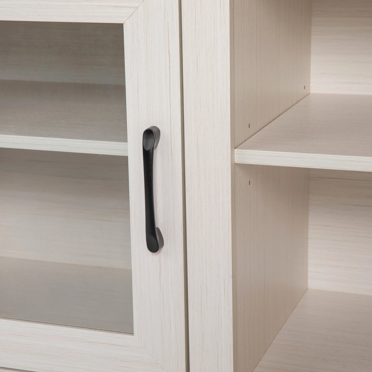 White Wash TV Stand with Glass Doors and Adjustable Shelves L393546