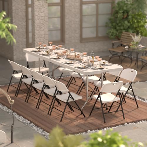 Heavy Duty Plastic Folding Chair with Steel Frame, White, 4 Pack N366408