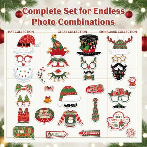 Christmas Photo Booth Props Set of 32 C467090