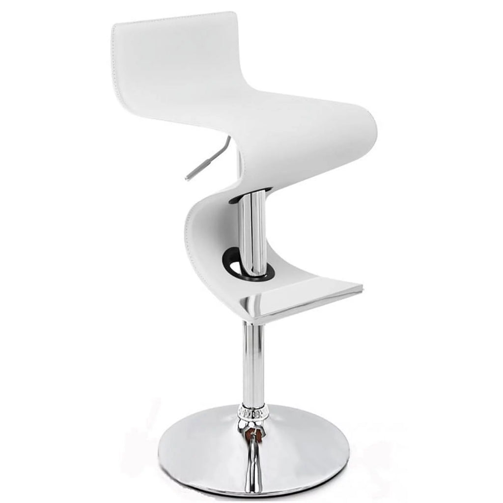 White Faux Leather Adjustable Bar Stool S302686