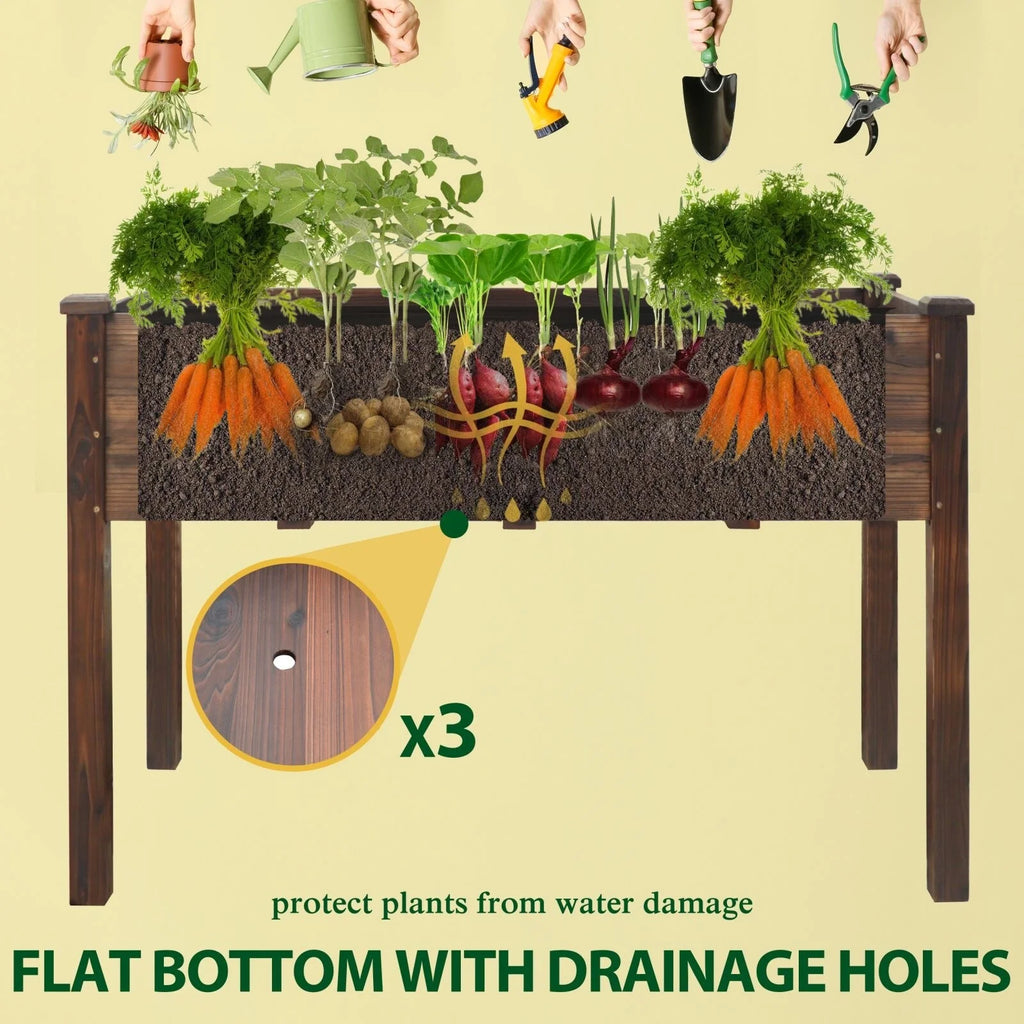 Raised Garden Bed Elevated Planter Box with Drainage Holes K121514