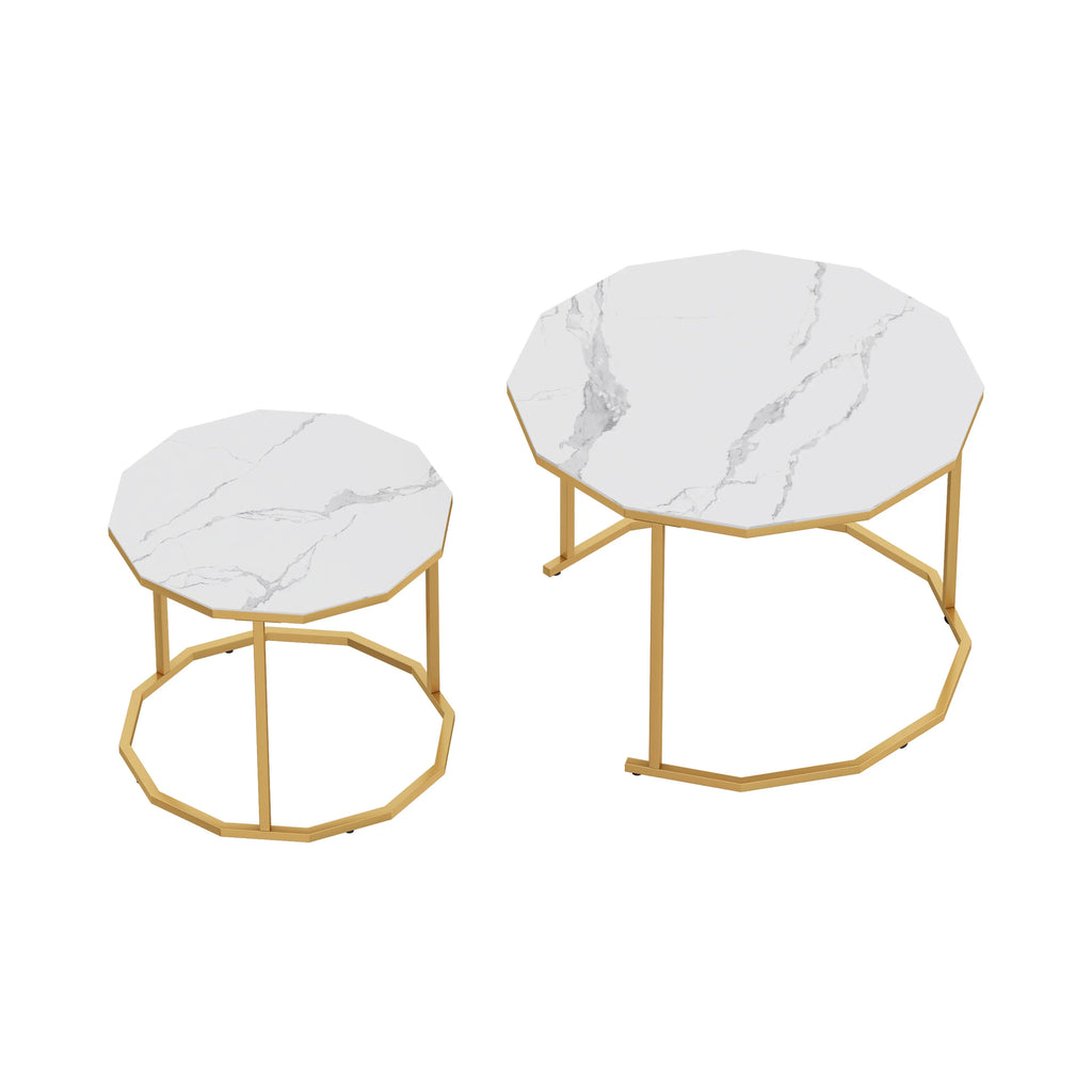 White Marble Coffee Table 12 gon Shape L539960