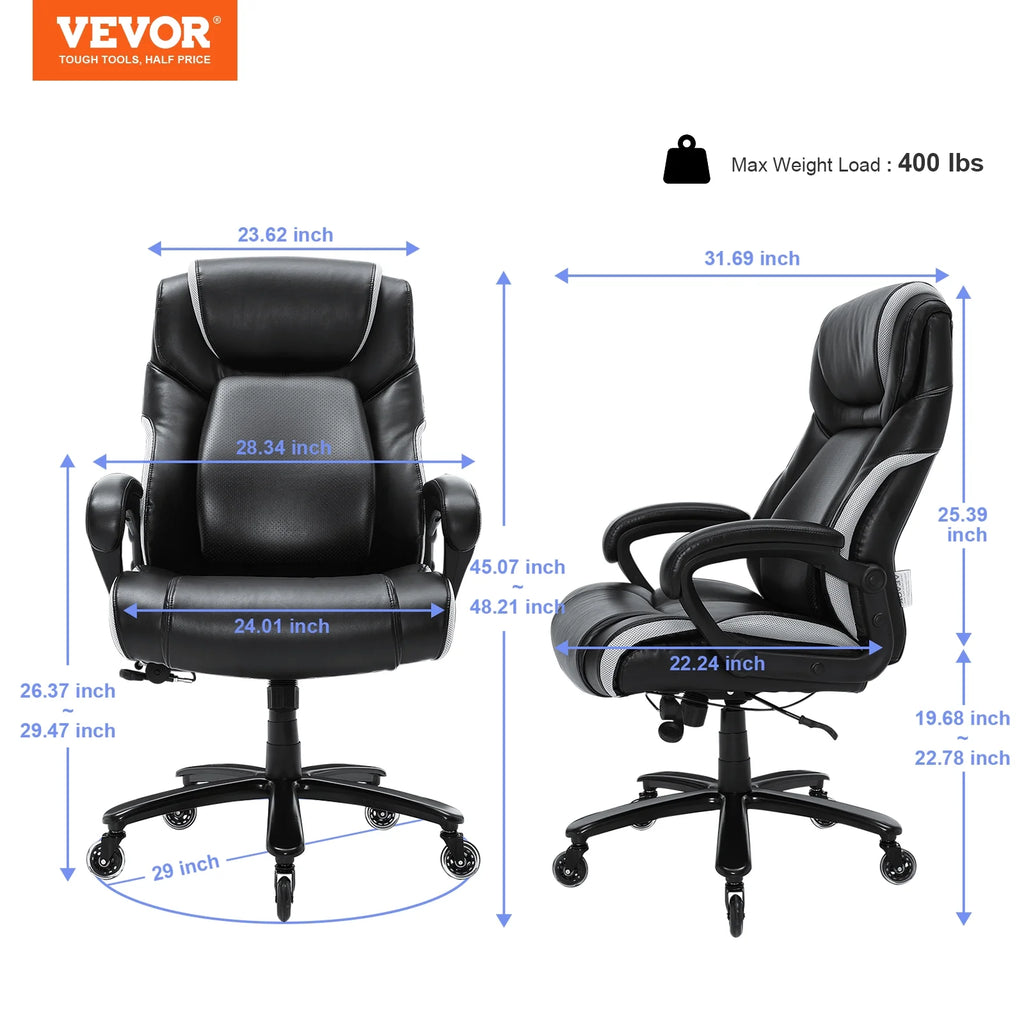 High Back 400 lbs Leather Executive Office Chair with Lumbar Support D126
