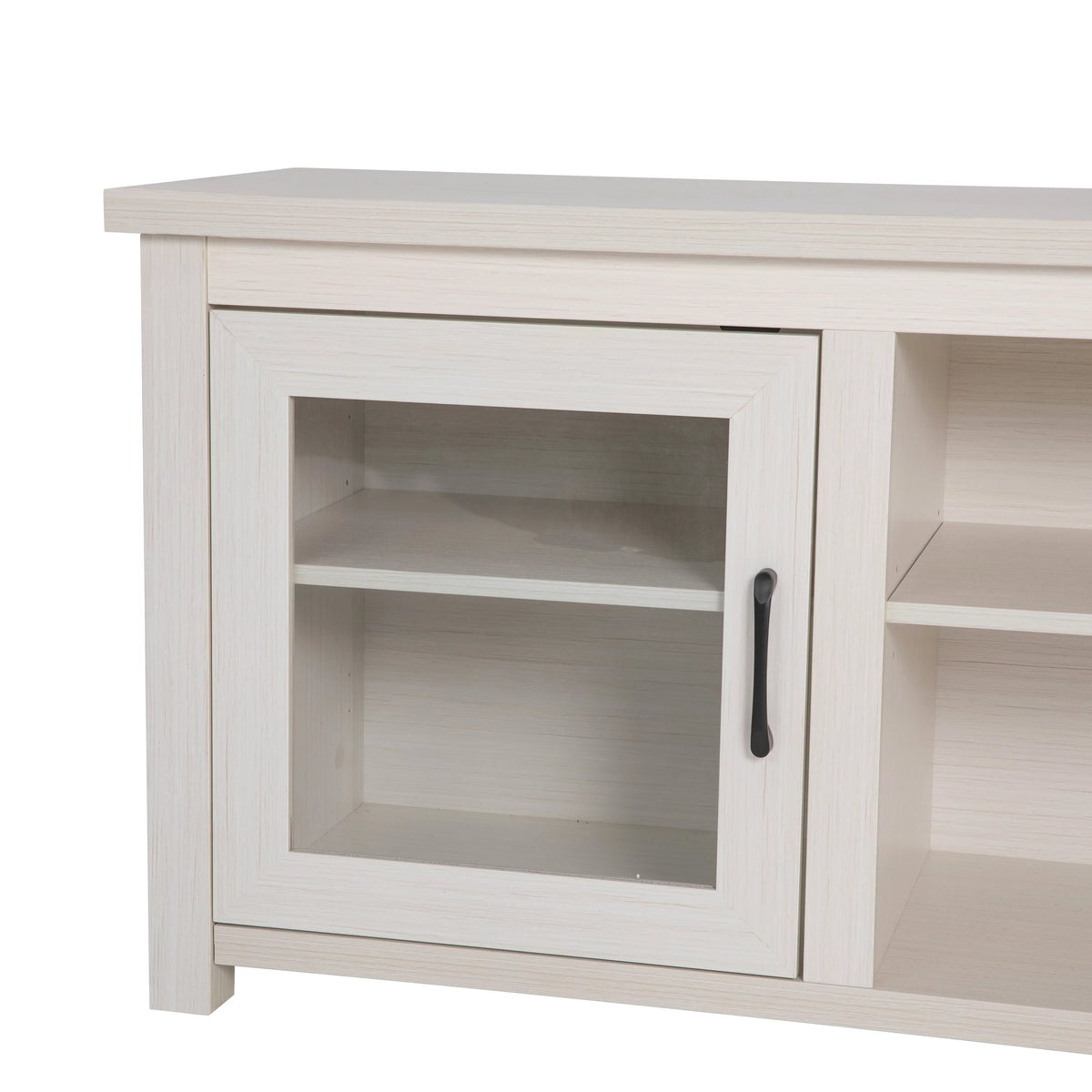 White Wash TV Stand with Glass Doors and Adjustable Shelves L393546