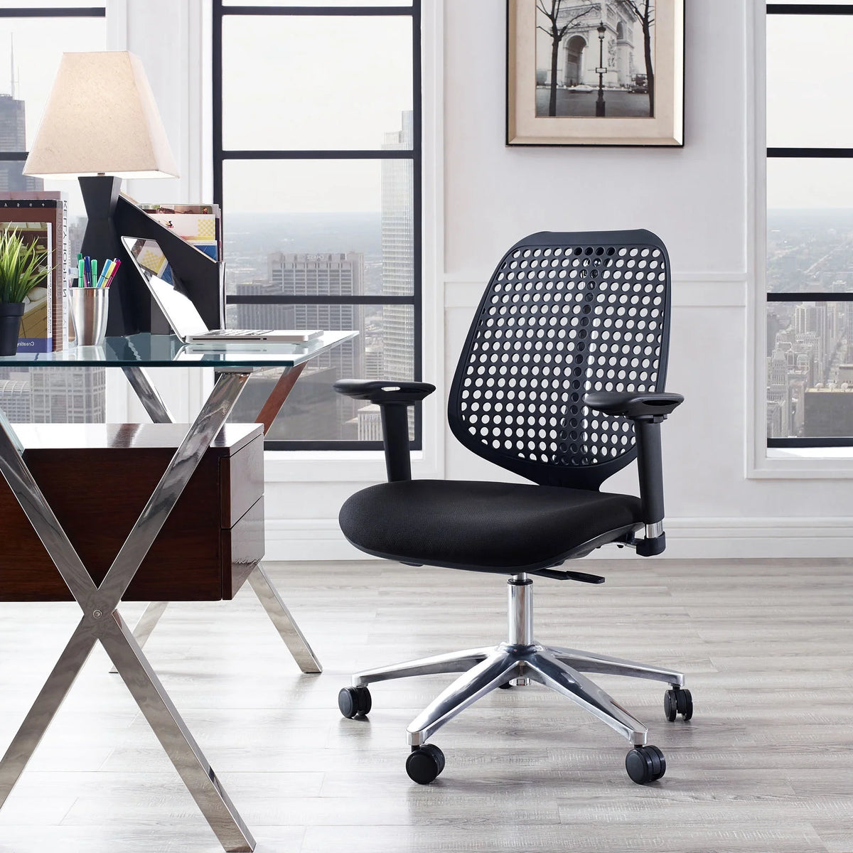 Black Fabric Office Chair D121