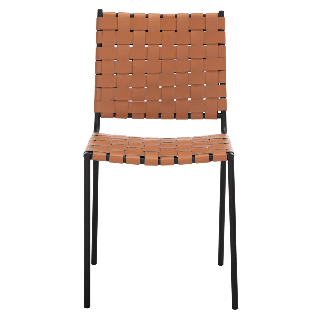 Woven Dining Chair Set of 2 Cognac Black B79872