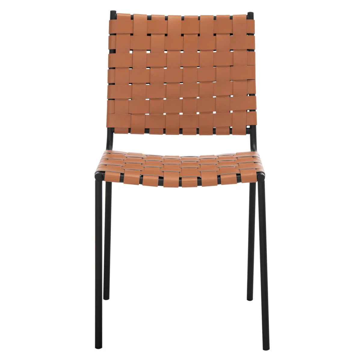 Woven Dining Chair Set of 2 Cognac Black B79872