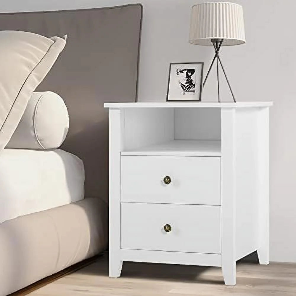Black Wood Nightstand Set with Drawers A388060