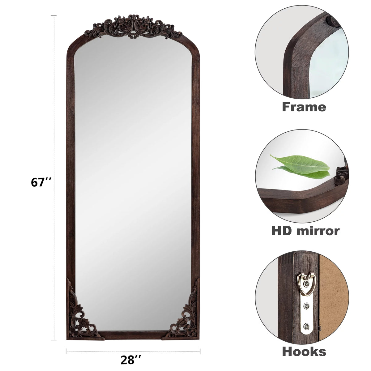 Arch Mirror Full-Length Mirror 71"x31" Natural R3927