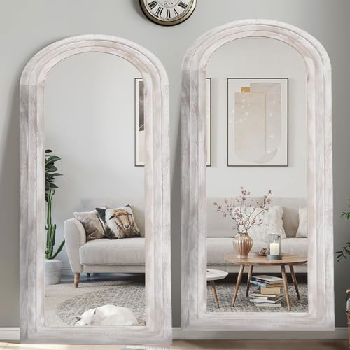 Arched Full Length Mirror with Solid Wood Frame W52585