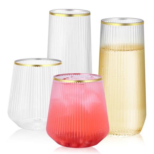 48 Pack Plastic Stemless Glasses H925