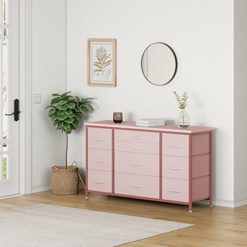 Black 10 Drawer Dresser with Power Outlet I707