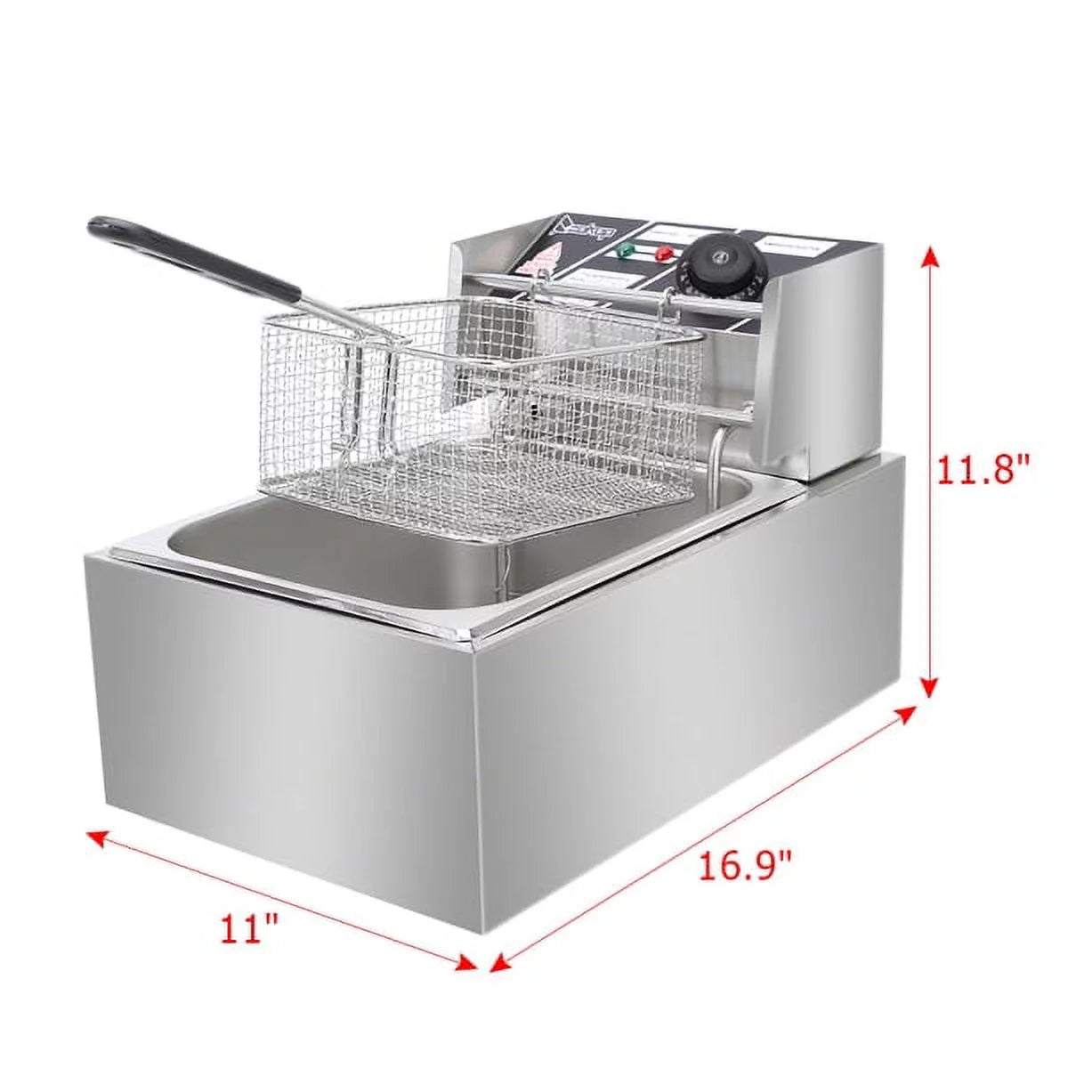 Stainless Steel Electric Double Tank Deep Fryer with Basket 6L C840