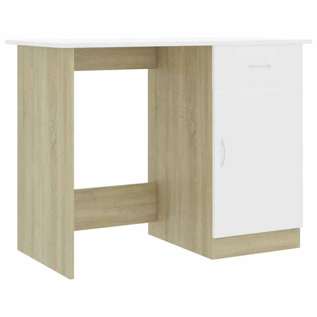 White Computer Desk with Storage Drawer and Door Cabinet S566