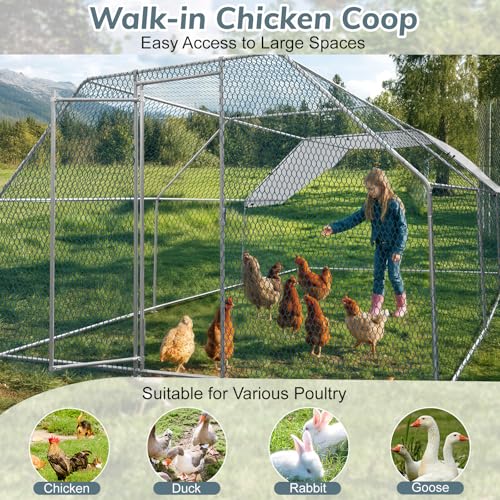6.5 x 10 FT Metal Chicken Coop with Waterproof Cover N344