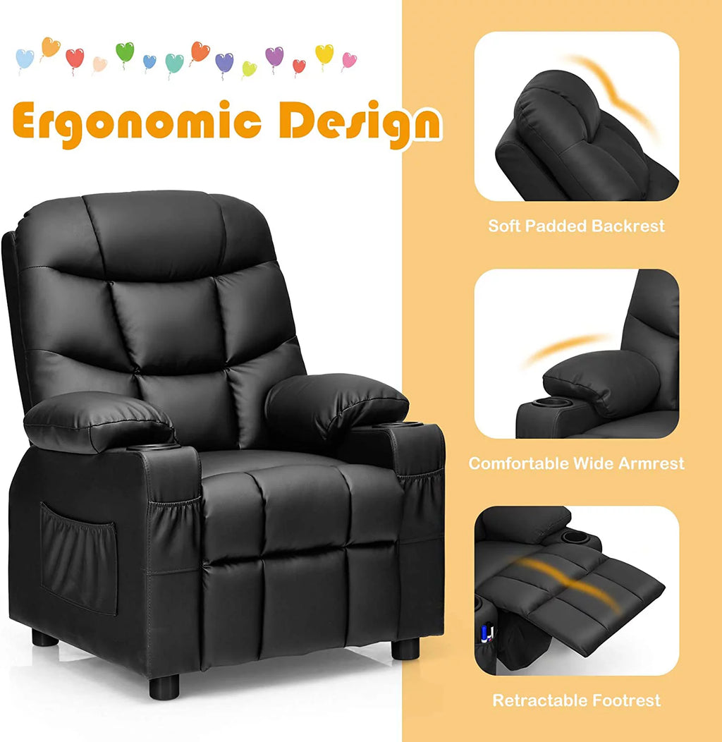 Kids Recliner Chair with Cup Holder F7342