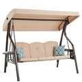 3-Seat Outdoor Porch Swing with Stand and Canopy O675