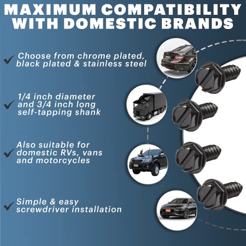 Stainless Steel License Plate Screws 4-Pack Black W788