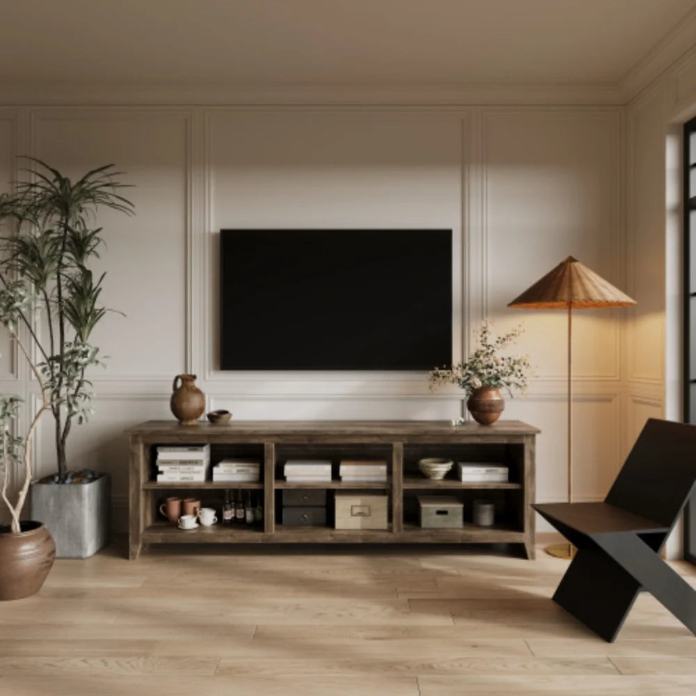 Brown 70 Inch TV Media Console with 3 Storage Cabinets W16091