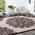 Beige Black Medallion Indoor Outdoor Area Rug D674