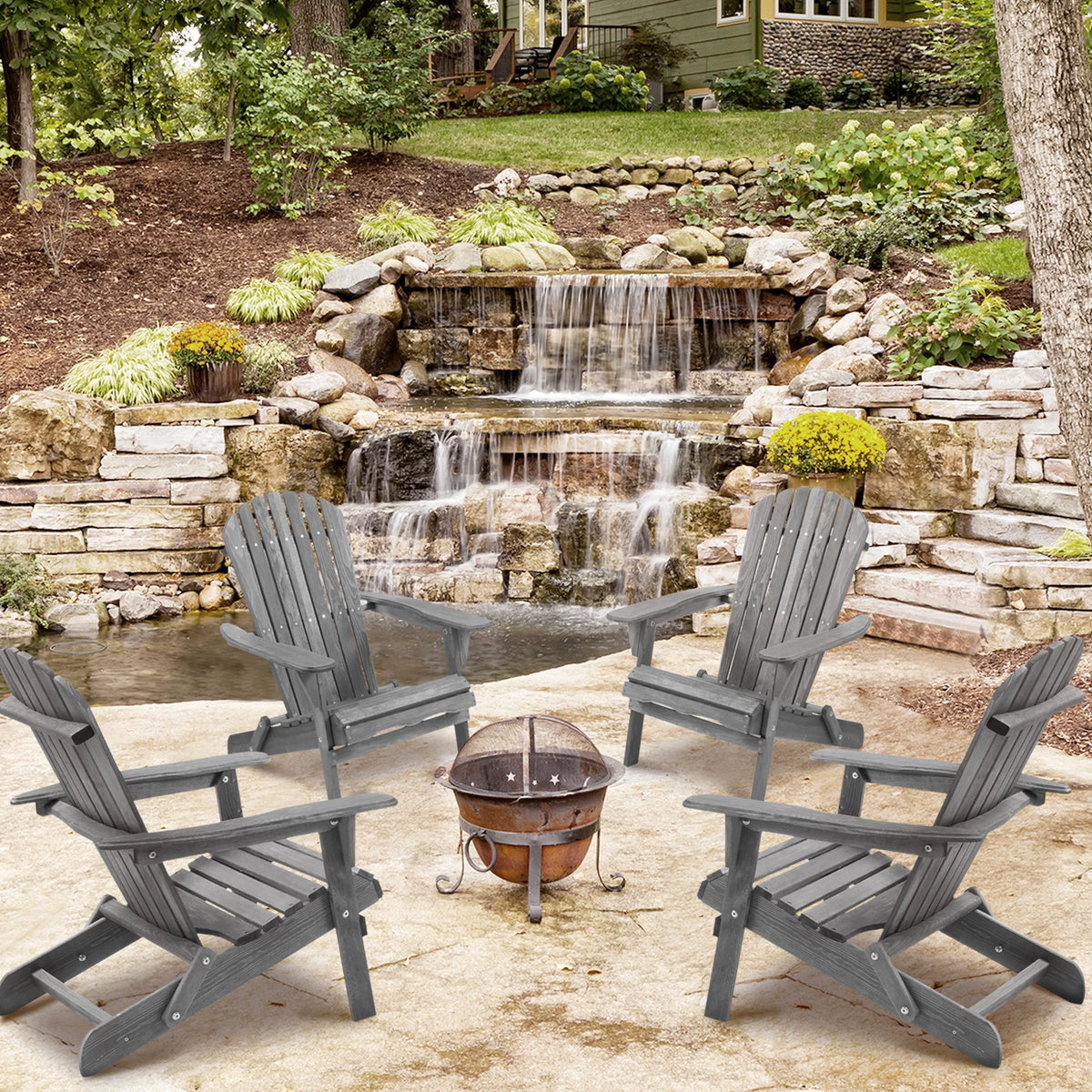 Folding Weather Resistant Adirondack Chair J62540