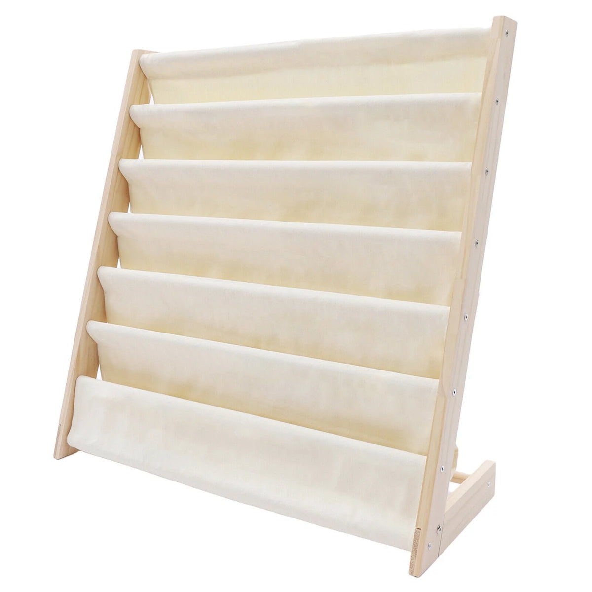 6 Tiers Wooden Kids Book Rack Storage Bookshelf with Canvas Shelves X7538