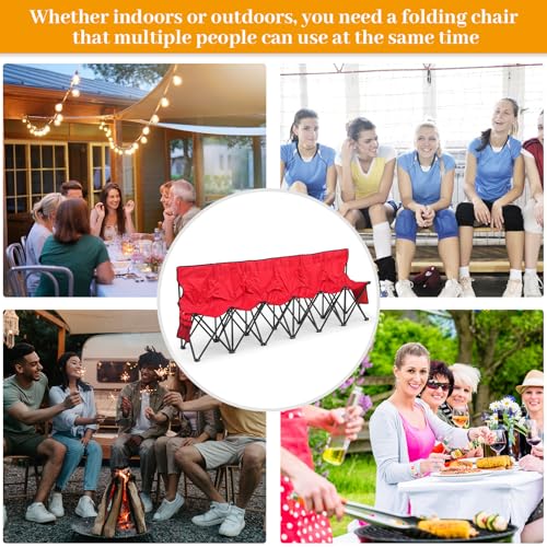 6 Seats Folding Soccer Bench Chair with Storage Bag Z198