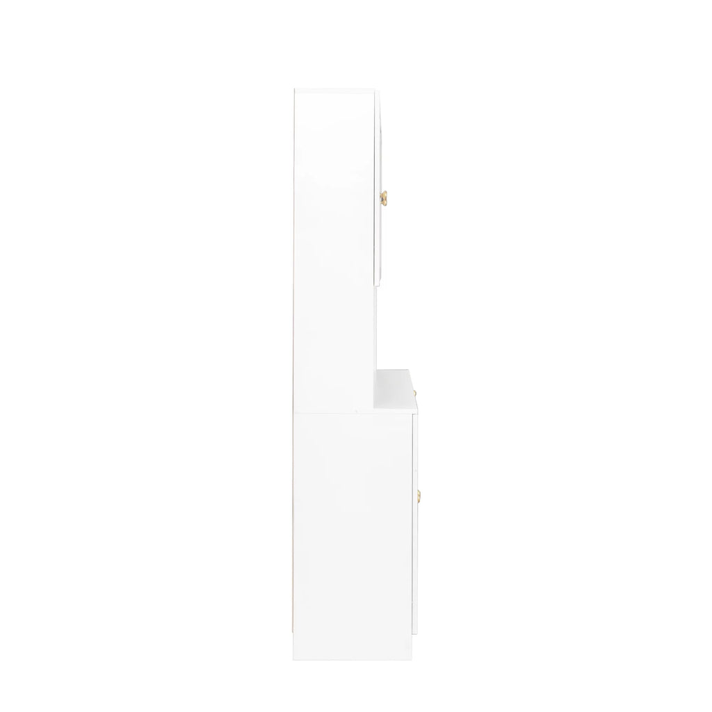 70.87" Tall White Wardrobe with 6 Doors, 1 Shelf and 1 Drawer L78212