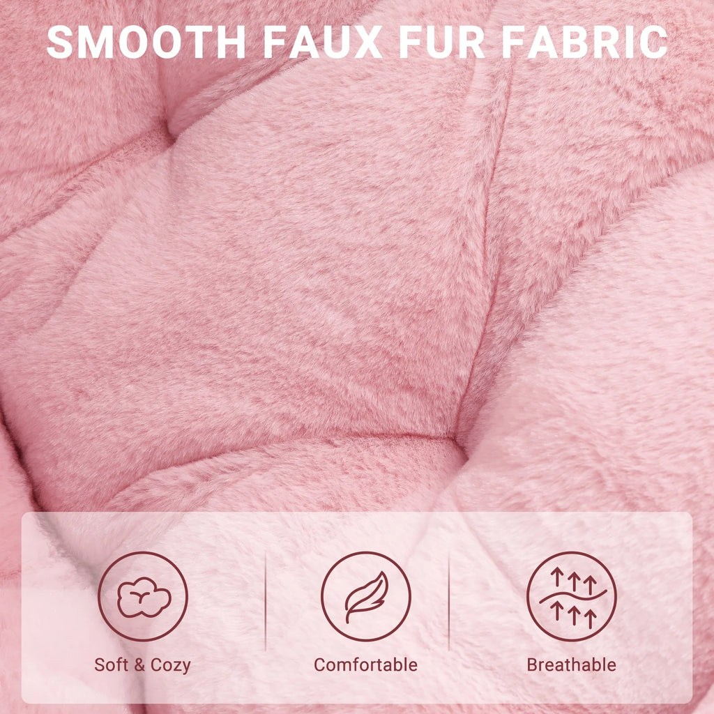 Pink Oversized Folding Faux Fur Saucer Chair U762147