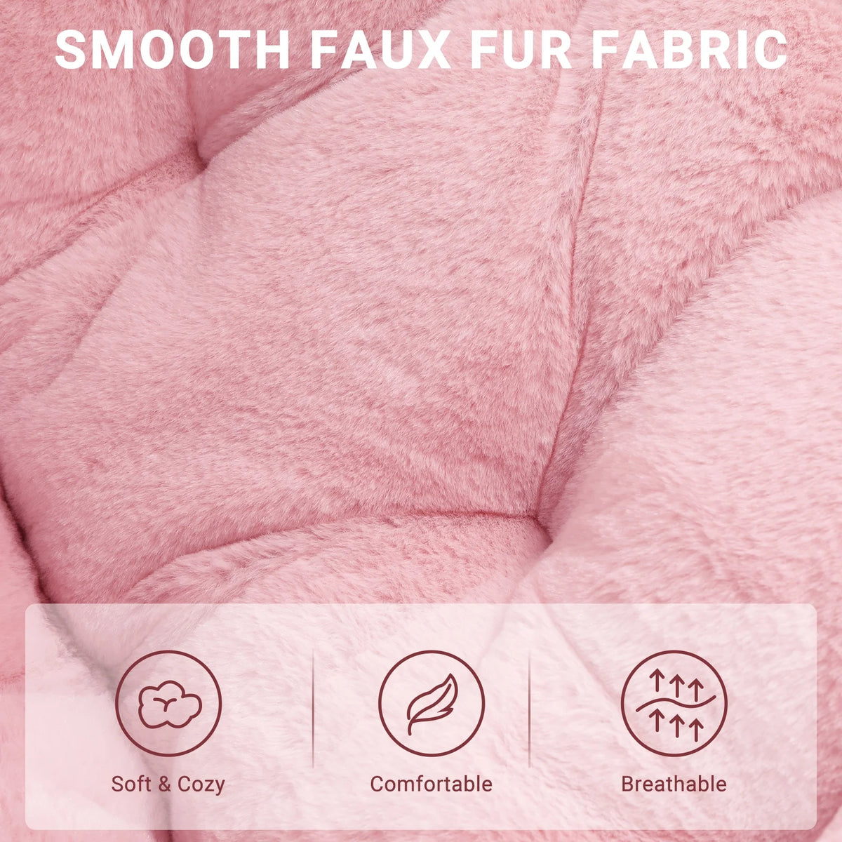 Pink Oversized Folding Faux Fur Saucer Chair U762147