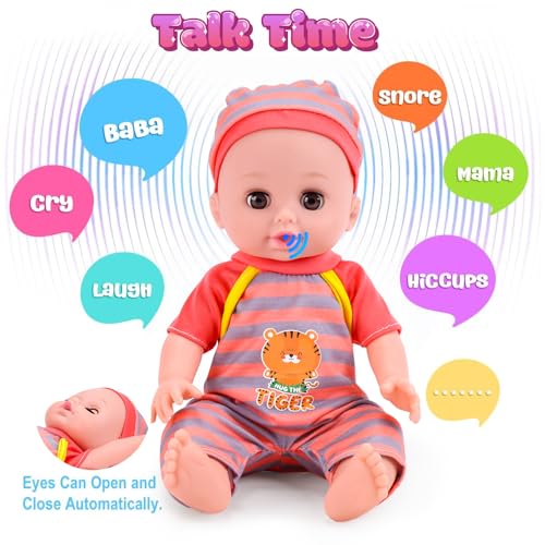 12" Baby Doll Playset with Carrier Bassinet, High Chair, Clothes & Accessories W537944