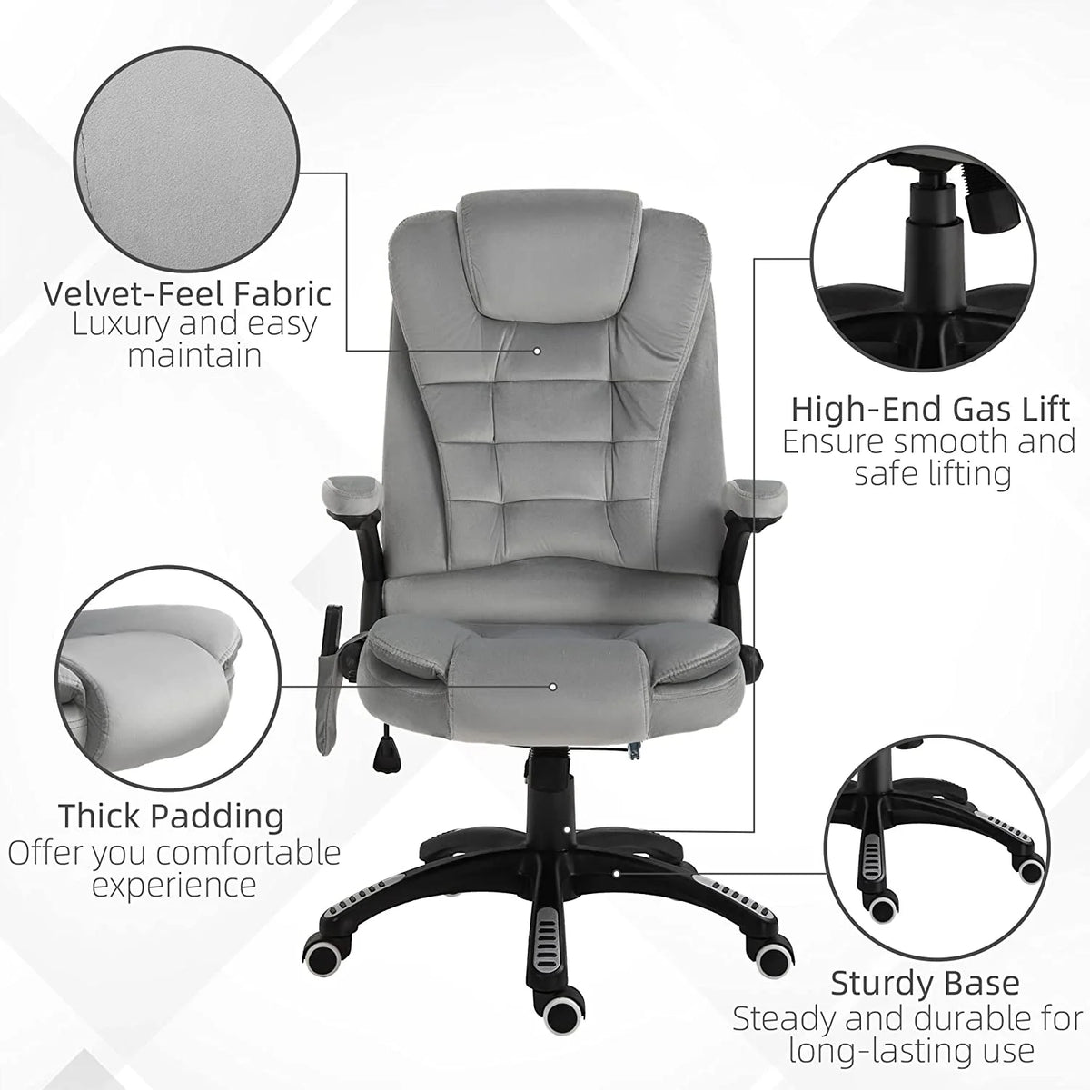 Gray Velvet Reclining Office Chair B38438