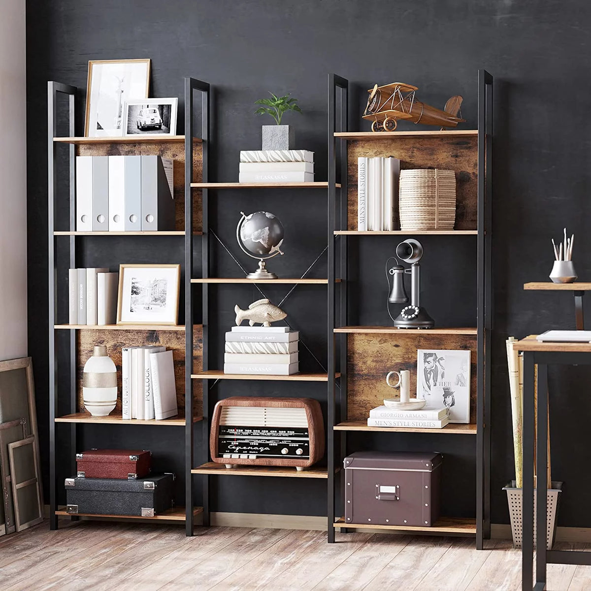 5 Tier Triple Wide Bookshelf with 14 Storage Shelves G7223