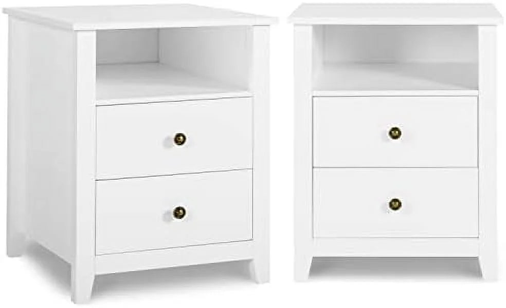 Black Wood Nightstand Set with Drawers A388060