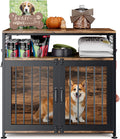 Wooden Dog Crate Furniture with Double Doors E8073