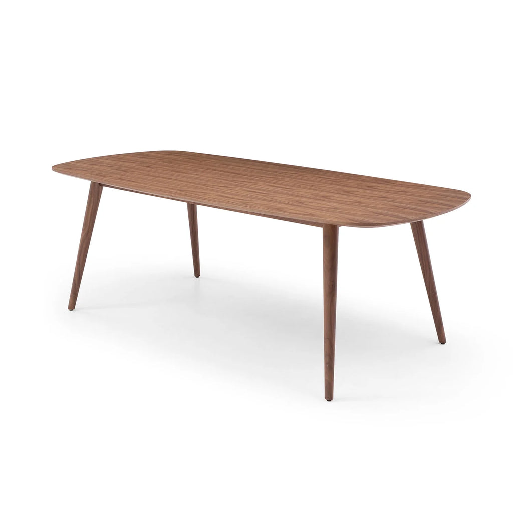 Large Walnut Wood Dining Table with Solid Wood Legs J3691