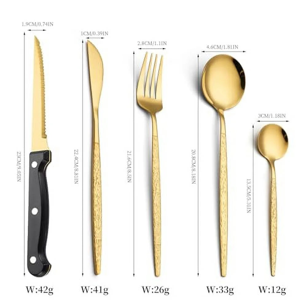 20 Piece Stainless Steel Silverware Set with Steak Knives H848305