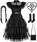 Girls Black Costume with Wig J852