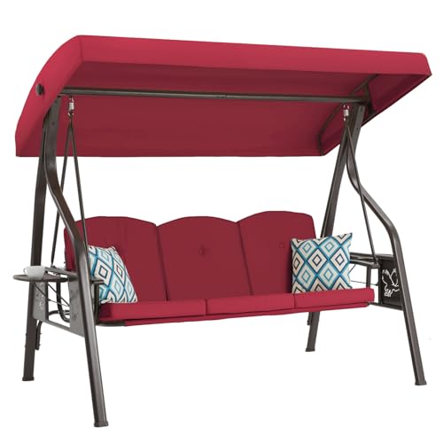 3-Seat Outdoor Porch Swing with Stand and Canopy O675