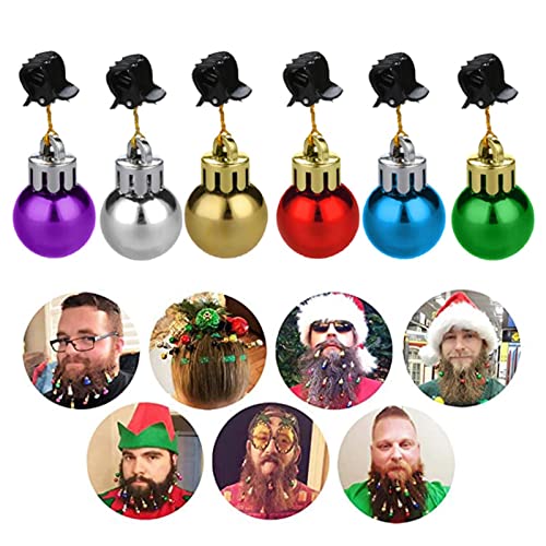 12PCS Christmas Bulb Beads Beard Ornament with Clip Z13012