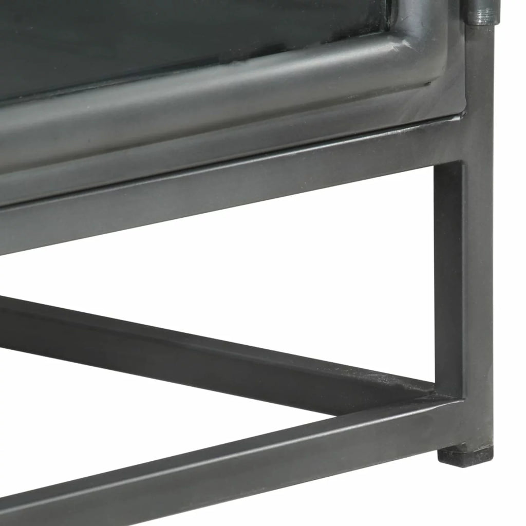 Gray Acacia Wood Bedside Cabinet with Glass Door P131