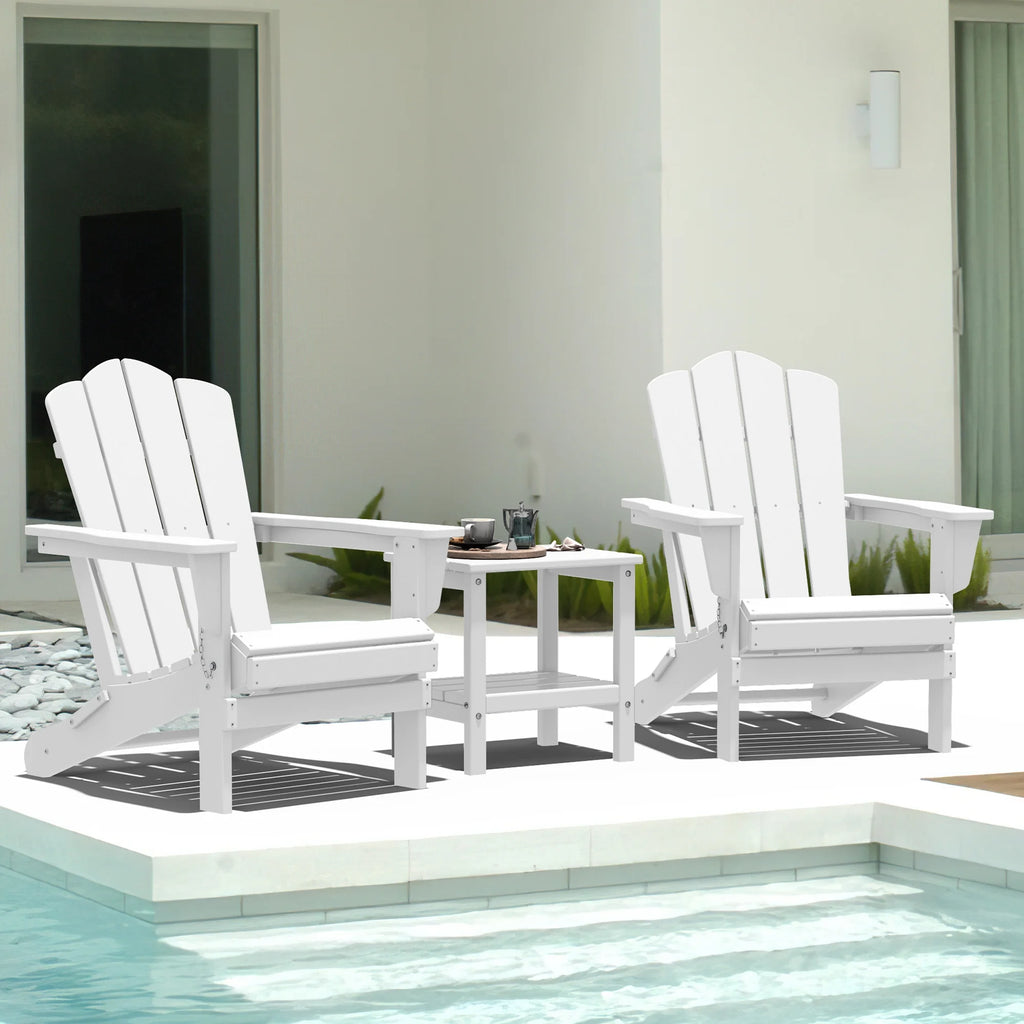 White HDPE Folding Adirondack Chair J3331