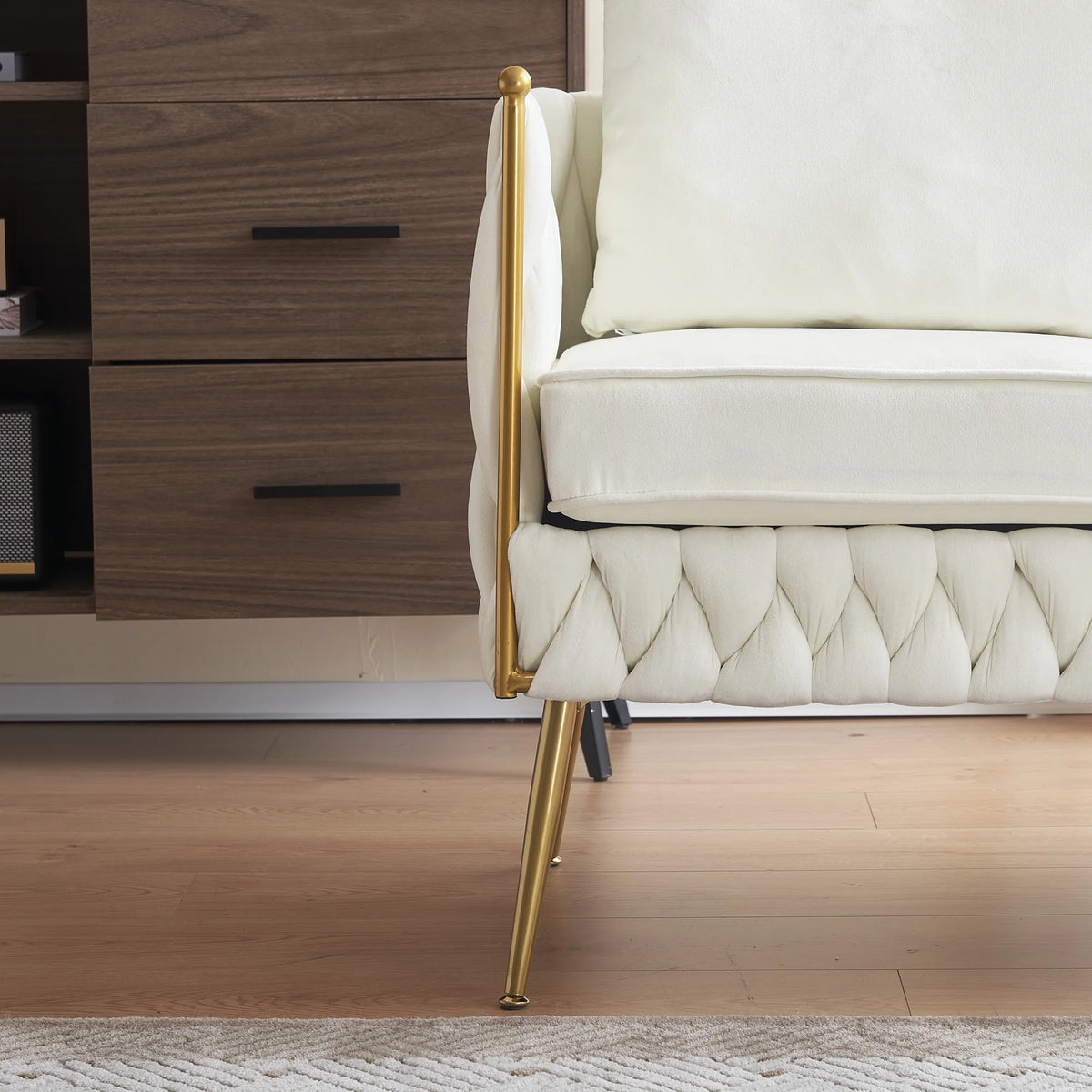 Cream White Velvet 2-Piece Loveseat Set P758