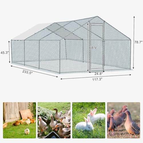 13×10 FT Metal Chicken Coop with Waterproof Cover X846077