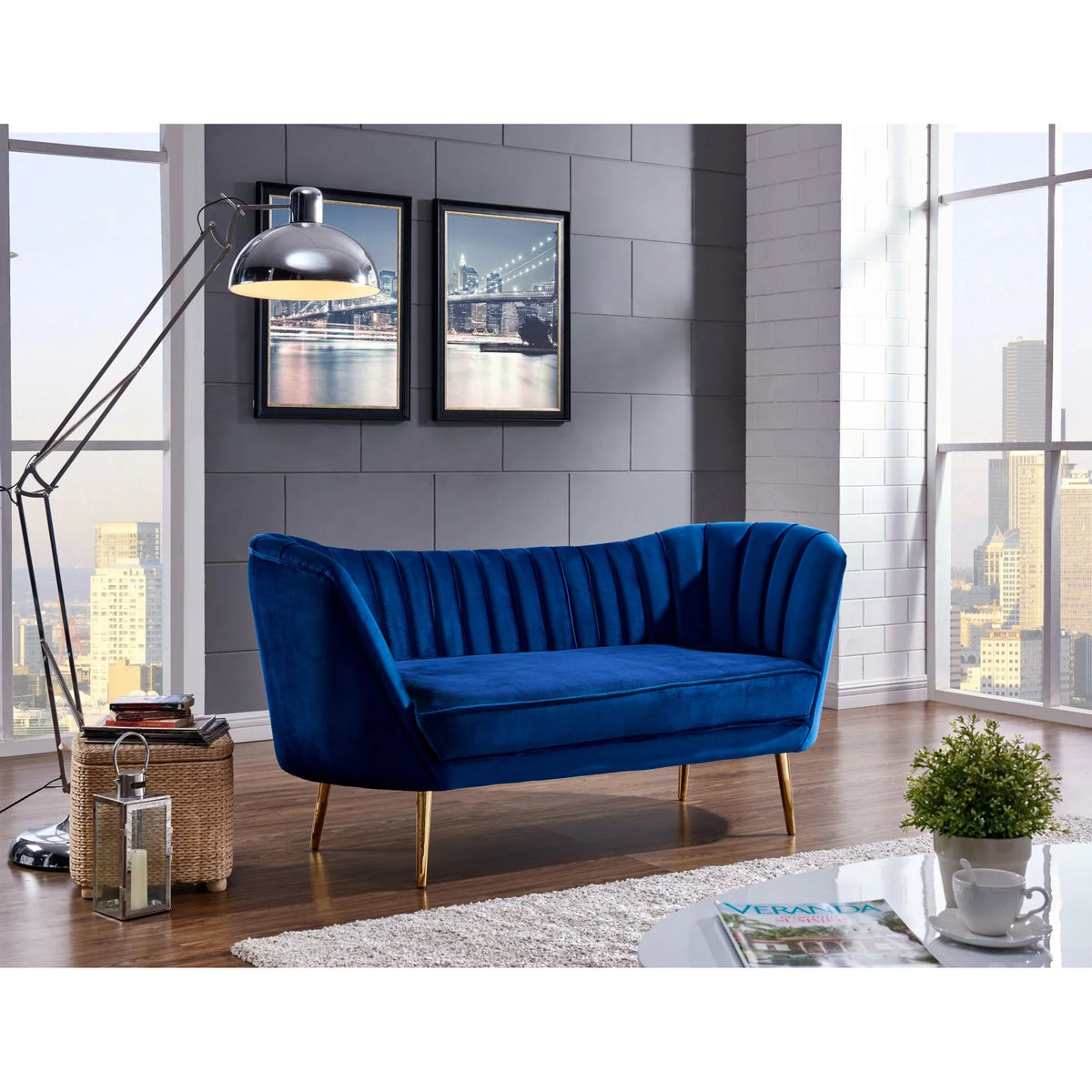 Cream Velvet Loveseat C158383