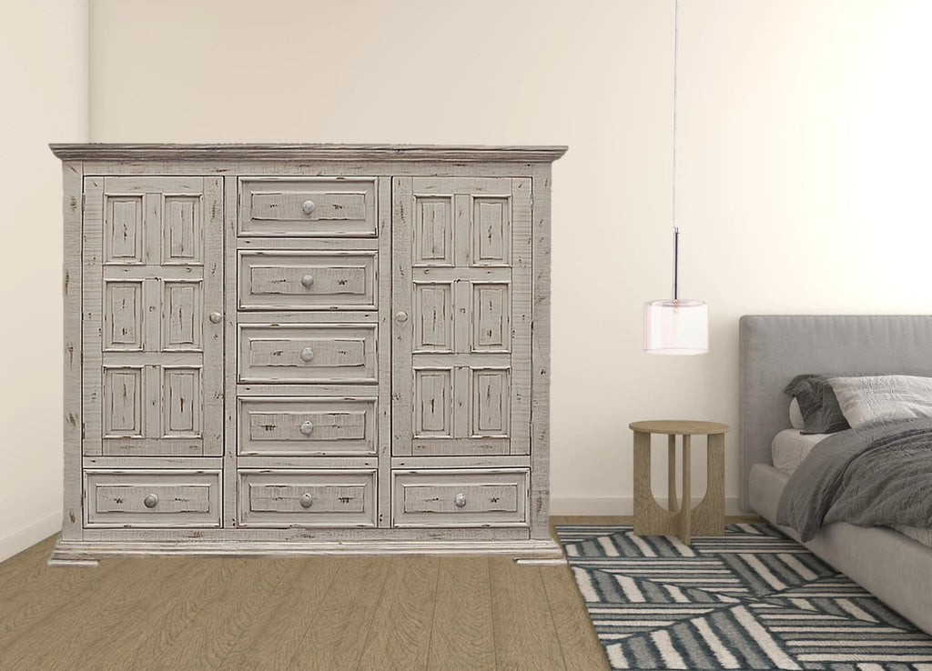 White Solid Wood 7 Drawer Chest C5792