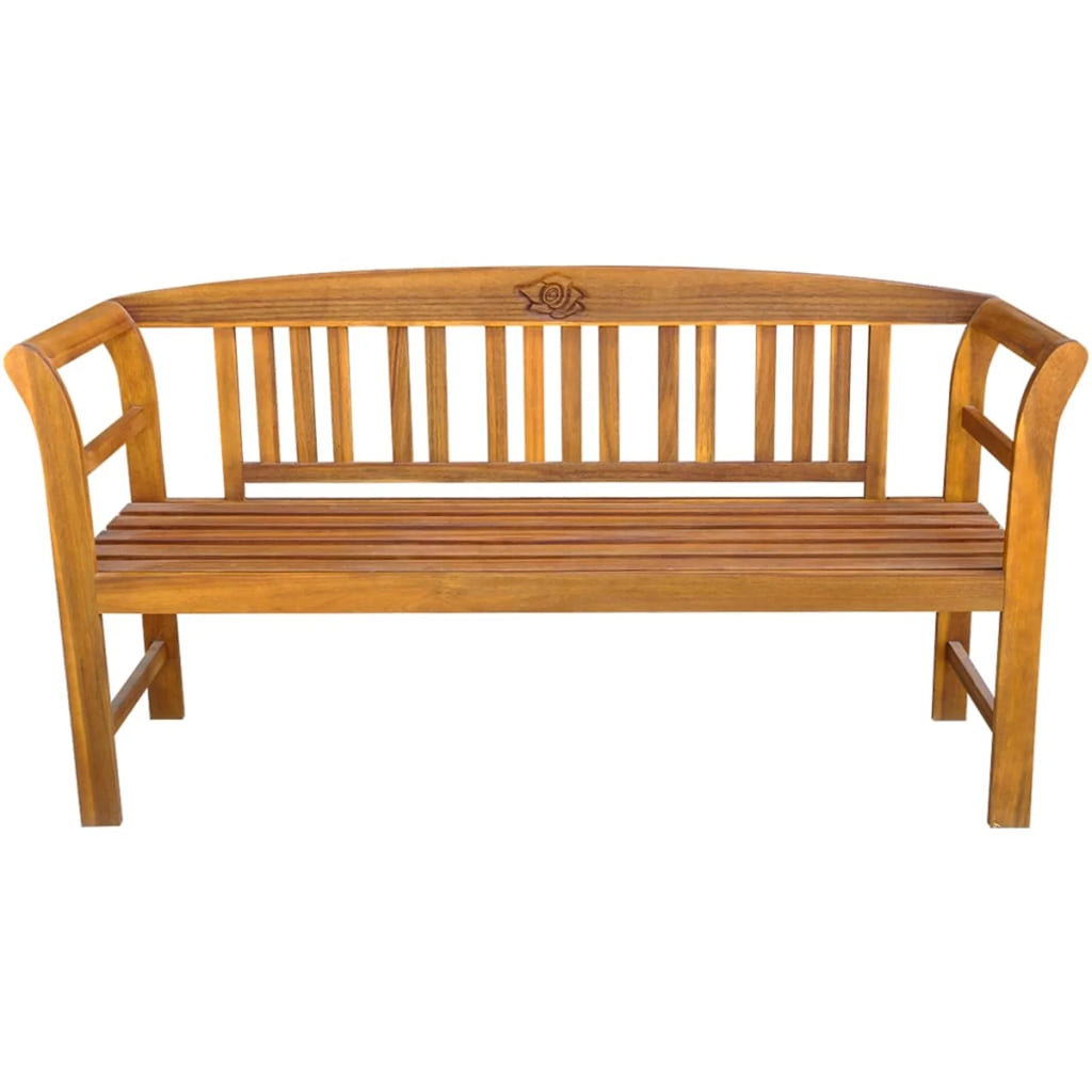 Acacia Wood Garden Bench with Gray Seat Cushion L672