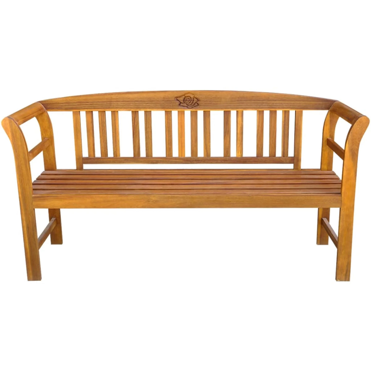 Acacia Wood Garden Bench with Gray Seat Cushion L672